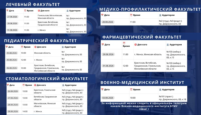 График собеседований с деканами факультетов БГМУ