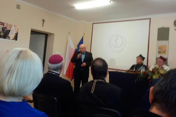 Торжественная инаугурация нового академического года 2018/2019 в Высшей медицинской школы Белостока. Выступает Координатор программы сотрудничества М.В.Гольцев. 